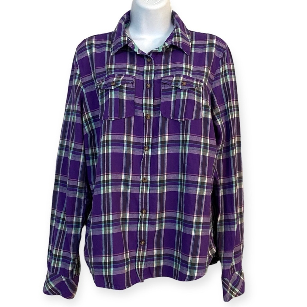 Aeropostale Eighty-Seven Purple Button-down Cotton Shirt XL Long Sleeve Plaid